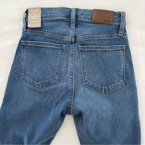 NWT Madewell Petite 10" High Rise Skinny Jeans Button Fly Dewitt Wash Size 24P - Picture 10 of 12